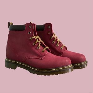 Brand New Deep Red Dr Marten Size 9 Greasy Suede 6 Eyelet